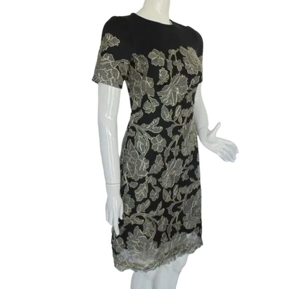 TADASHI SHOJI Dress, 2, Sabi, Floral Lace overlay, Short sleeve, Scuba - Picture 2 of 14